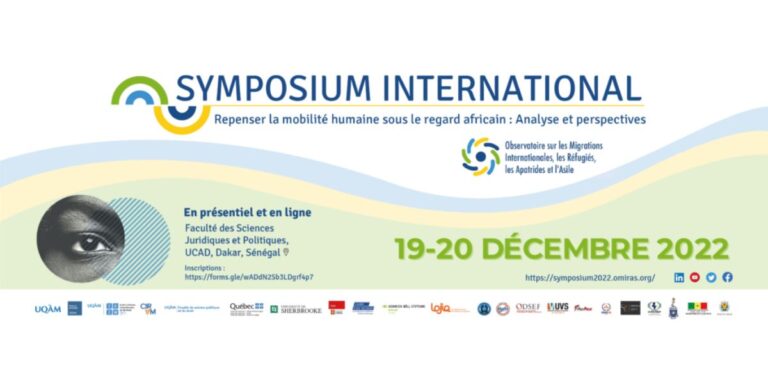 affiche promotionnelle du symposium intitulé "repenser la mobilité humaine sous le regard africain : Analyses et perspectives