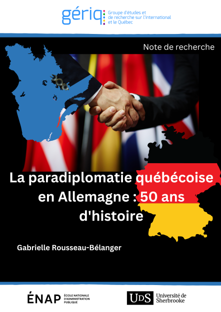 Couverture de la note de recherche : "La paradiplomatie québécoise en Allemagne : 50 ans d’histoire"