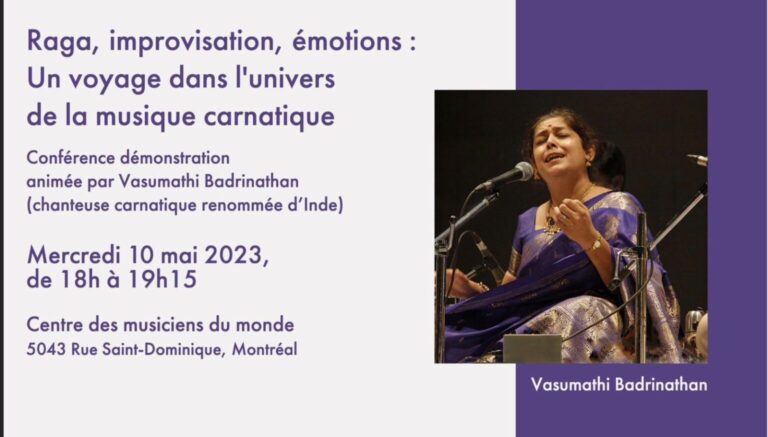 Affiche : Raga, improvisation, émotions: Un voyage dans l’univers de la musique carnatique