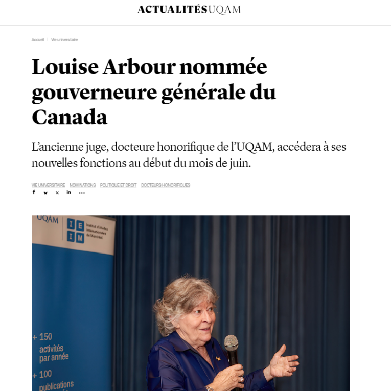 Actualités UQAM Louise Arbour